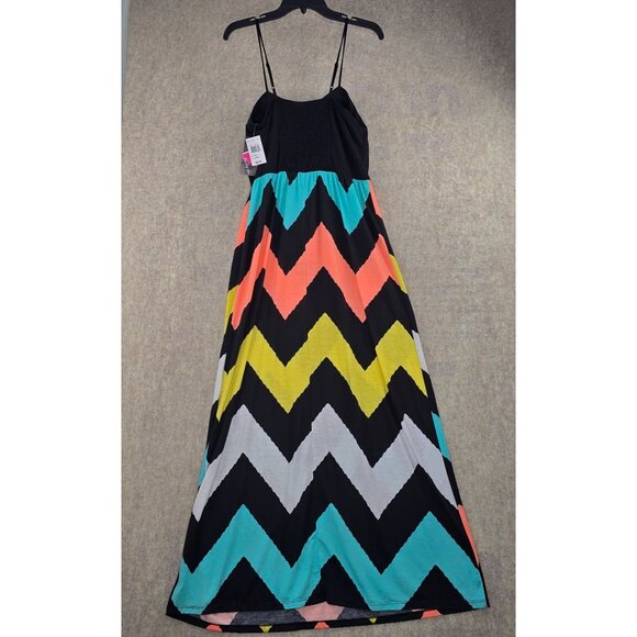 Chevron Pattern Colorful Maxi Dress XL - Picture 2 of 6
